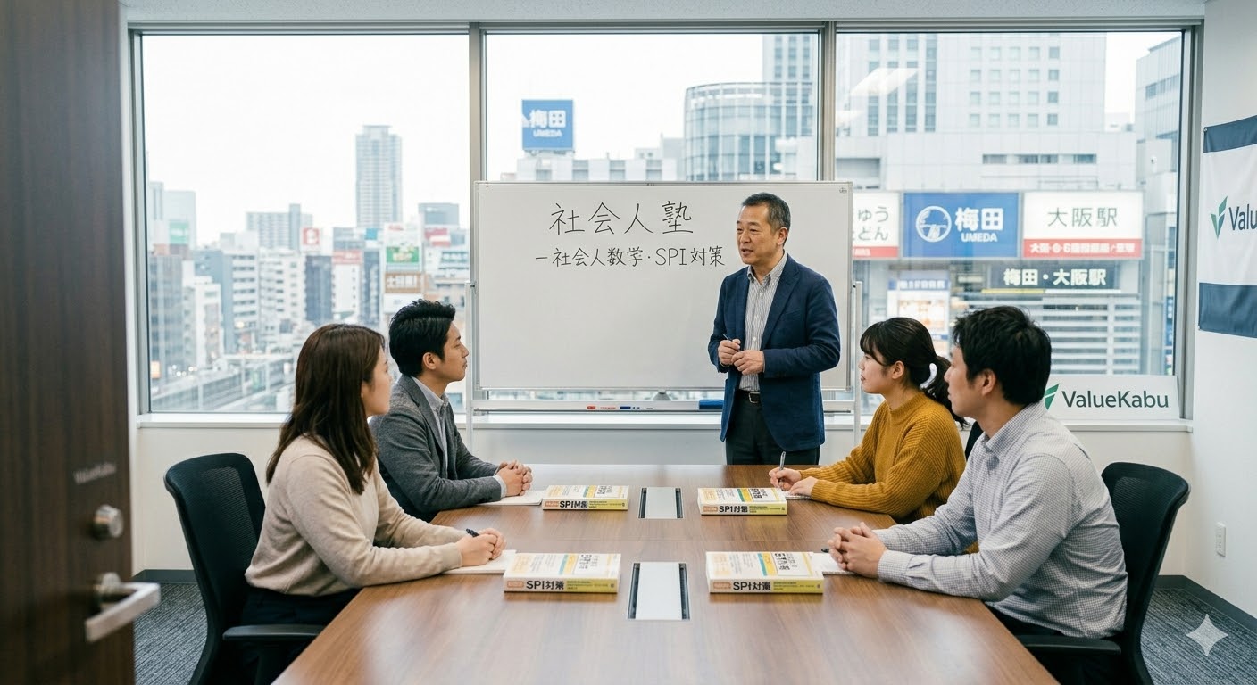 新大阪SPI数学塾の出張授業で集団授業を受ける社会人の受講風景